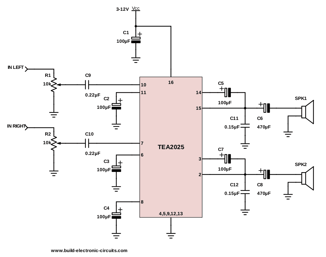 12v Audio Amplifier Circuit Diagram - A Stereo Amplifier Circuit Diagram - 12v Audio Amplifier Circuit Diagram