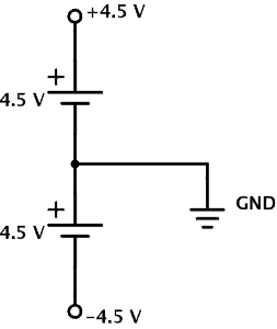 Source with positive, negative and ground terminal