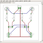 An autorouted circuit board in Eagle