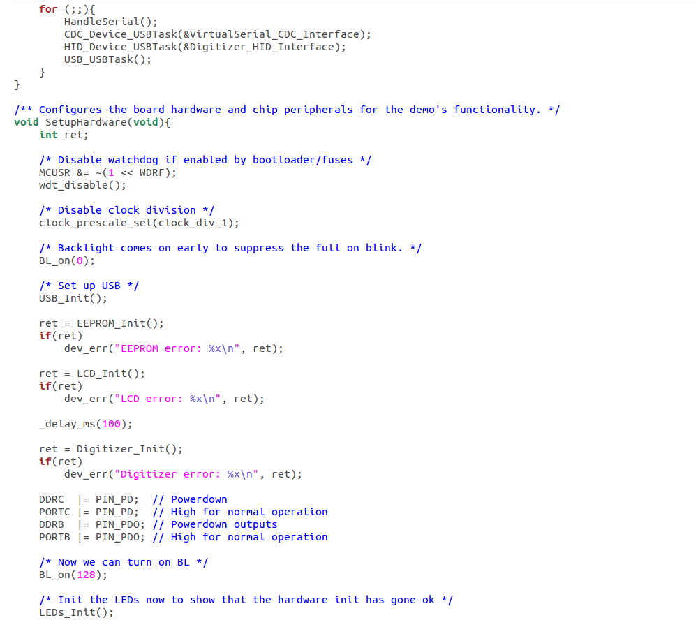 Microcontroller programming code