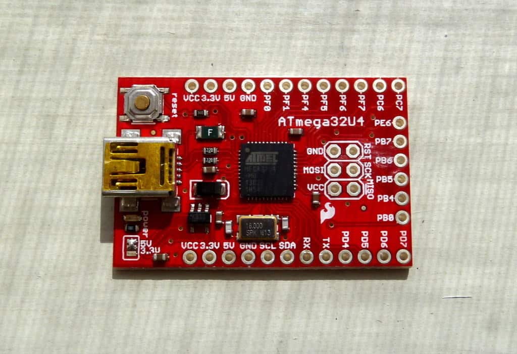 Microcontroller programming Board ATmega32u4 from Sparkfun
