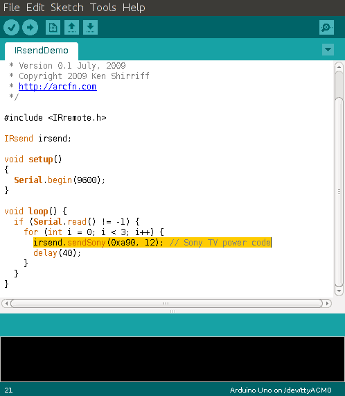 Arduino IR Send Code