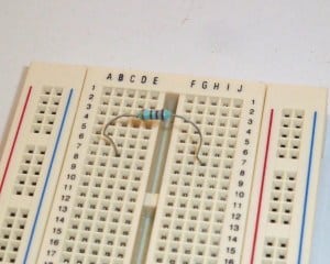 Resistor on a breadboard