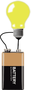 Circuit with light bulb and battery