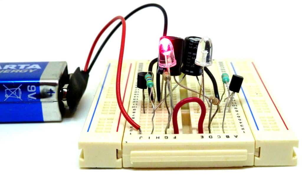 Astable multivibrator on a breadboard