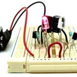 Astable multivibrator on a breadboard