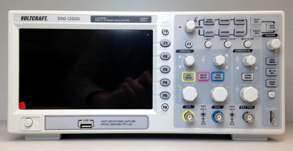 Front of an oscilloscope