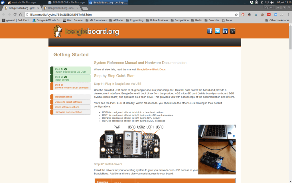 BeagleBone Black First Screen