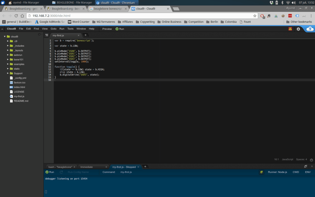 Screenshot from Cloud9 IDE