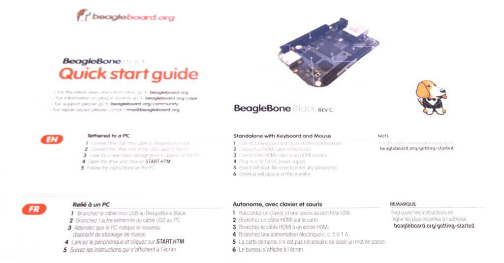 BeagleBone Black Getting Started Instructions