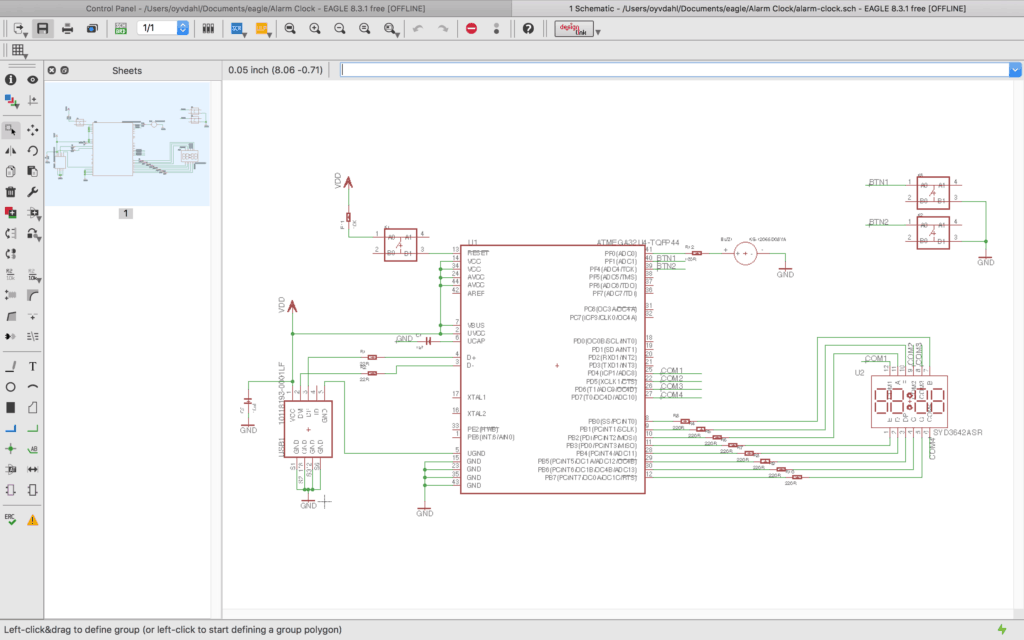 Schematics view in Eagle