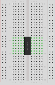 The chip place on the breadboard