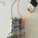 A VU meter on a breadboard