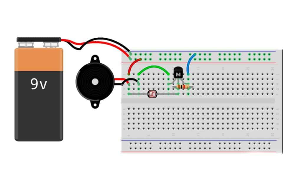 Sunrise wakeup alarm on a breadboard