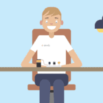 Man building electronics illustration