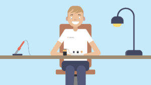 Man building electronics illustration