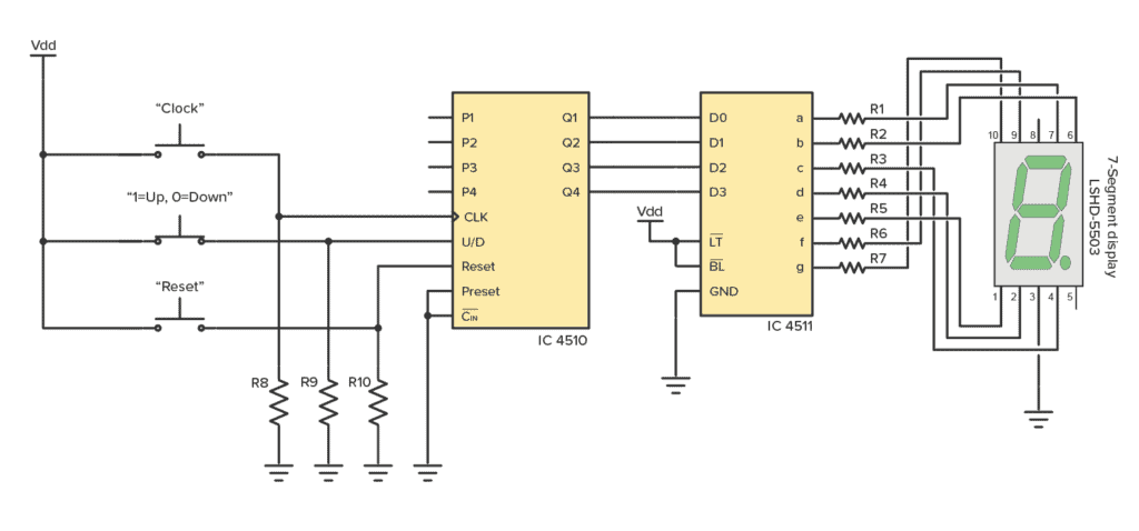 An example circuit with lots of connections to ground