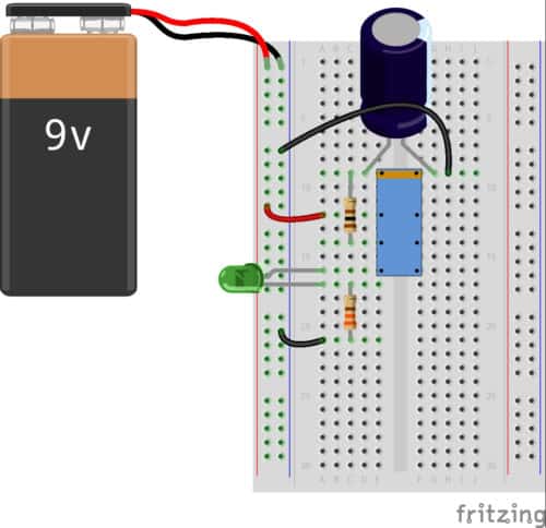 Blinking LED using relay