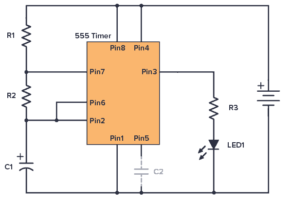 555 Timer Circuit Monostable Diagram