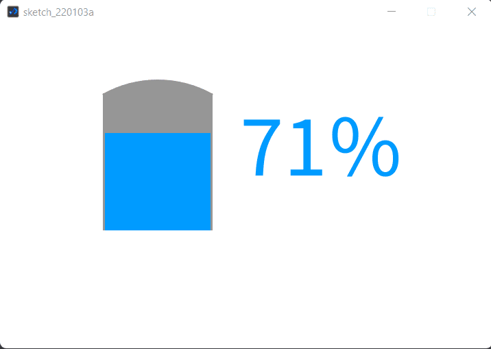 Result of water tank depth shown in Processing