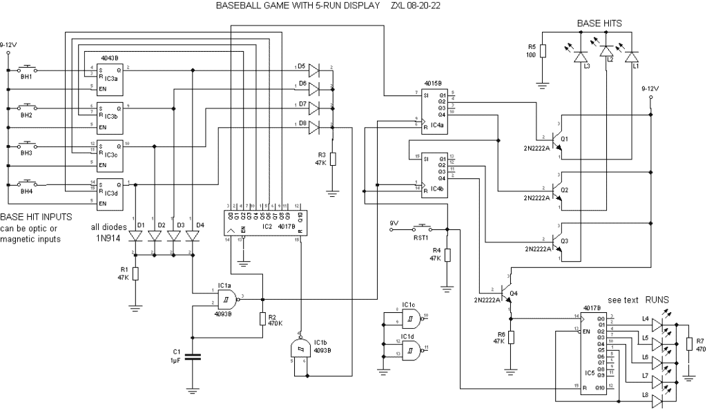 Baseball game schematic