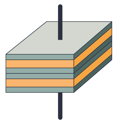 Inside two capacitors in series