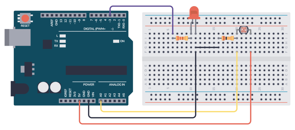 Arduino Light Sensor - Circuit and Code Example