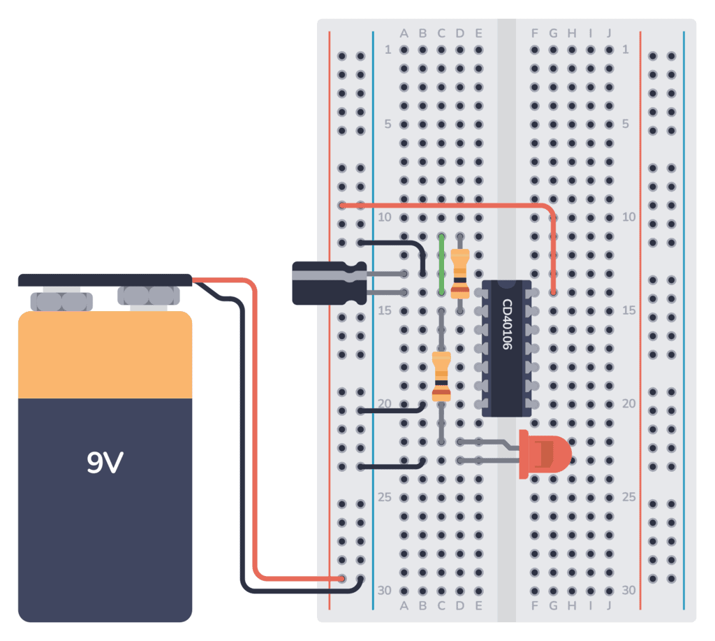 Build Instructions: The Blinking Light Circuit Circuit Diagram